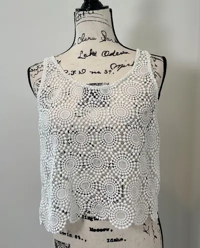 Vera & Lucy Crochet Tank Top Small/Medium White Boho Festival Layering Paris
