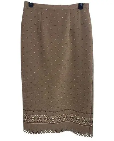 VTG 90s Y2K Nouveau Monde Tan South Western Pattern Faux Suede Long Skirt XL