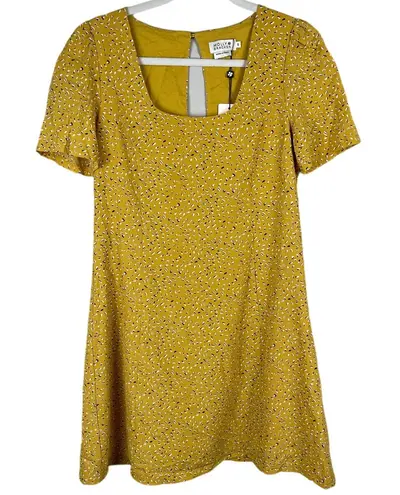 Molly Bracken Fitted Scoop Neck Saffron Yellow Woven Dress Size Small