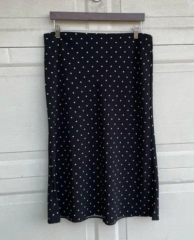 Rachel Zoe  Womens Skirt Black White Heart Print Midi Pull On Size 12