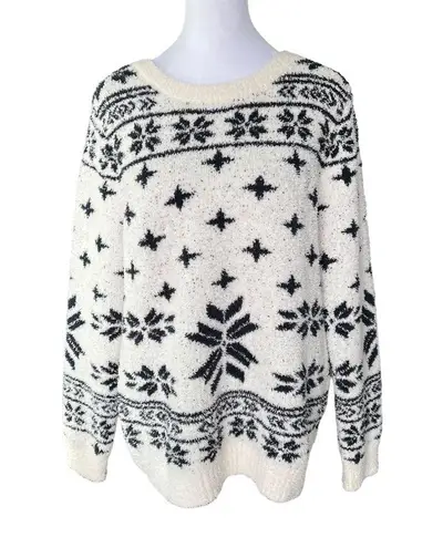 Barefoot Dreams - NWT Cozychic Seaside Crew Neck Sweater Cream Fair Isle Sz M