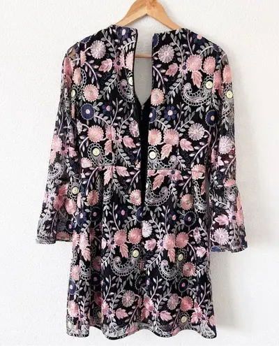 Monique Lhuillier ML x Anthropologie Mini Dress in Black Floral