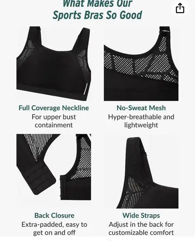 Glamorise Women's Plus Size No-Sweat Mesh Sports Bra Wirefree #1068