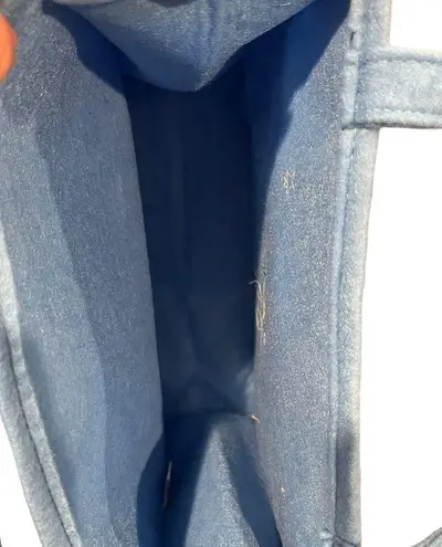 Felt Santa Christmas Tree Appliqué Double Handle Small Tote Resuable Gift Bag Blue