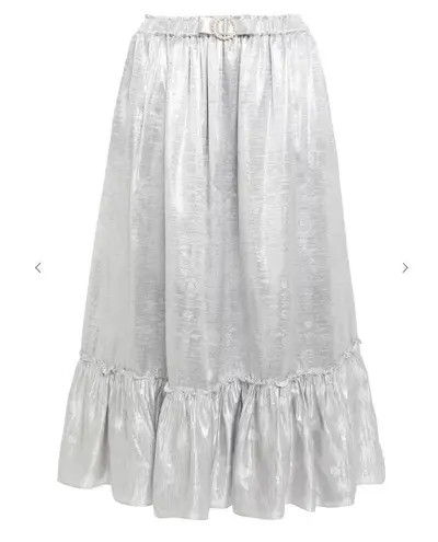 Shrimps Pearl Belt Metallic Midi skirt In Silver Size 8