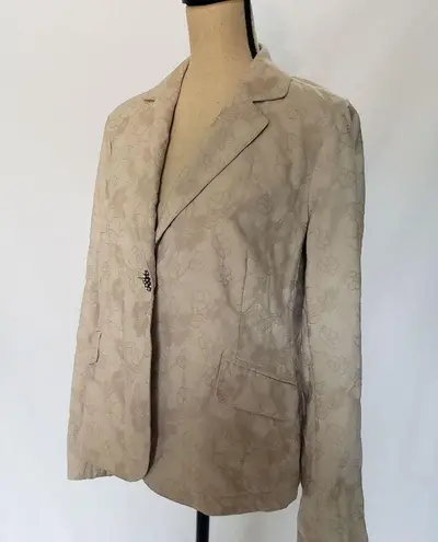 Mimi Maternity Floral Brocade Womens Blazer Sz M Cottagecore Single Button Soft Tan