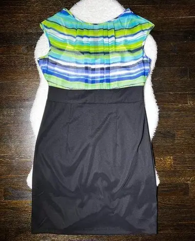 AB Studio Green and Black Sleeveless Cocktail Dress