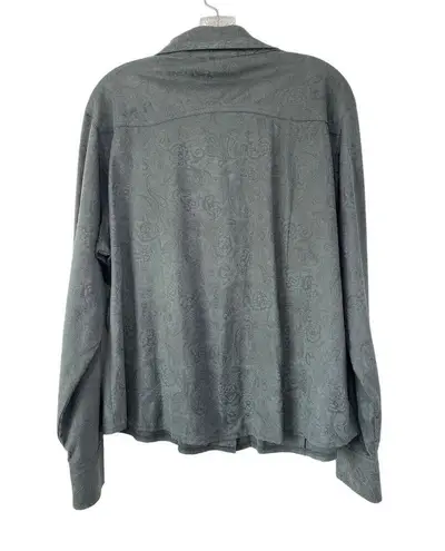 Outback Microsuede Paisley Tooled Square Pearl Snap Western Shirt Size Large Y2K Green