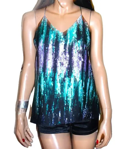 Bar III Teal Purple Faux Sequin Tank Top S