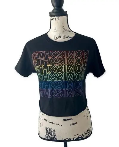 Love, Simon Rainbow Graphic Crop Top Women’s Size S | Pride LGBTQ+ Tee Black