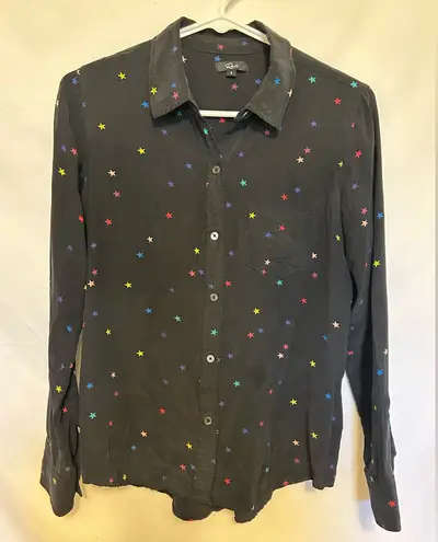 Rails Kate Star Print Silk Blouse In Rainbow Stars Size Small