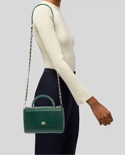 Lele Sadoughi Leather Top Handle Bag green