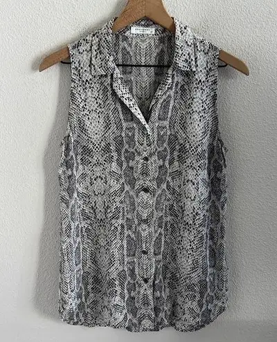 Equipment Femme Snakeskin Silyk Neutral Tank Top Front Button Collar Small