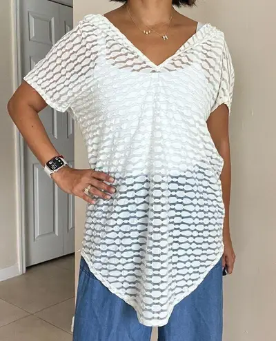 Jordan Taylor Swimsuit Bikini Cover Up Dress White Silver Hooded USA Made Size M