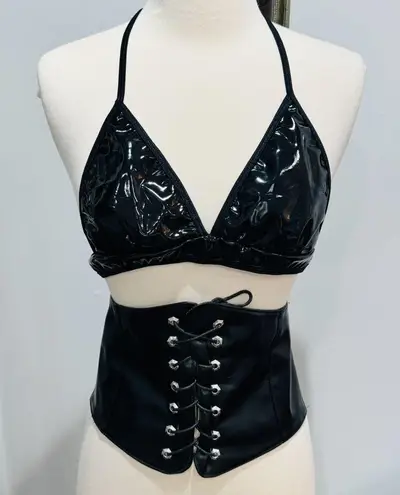 Spirit Black Vinyl Halter Bikini Top