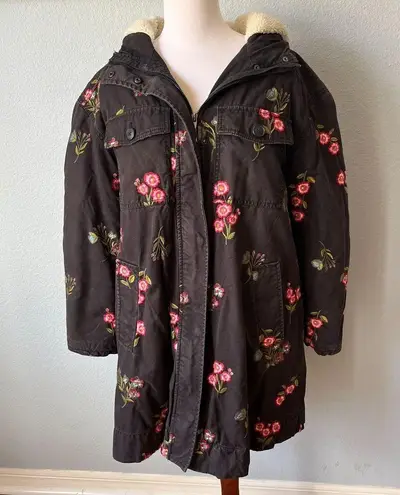 Kate Spade  Floral Embroidered Parka Jacket Size Small