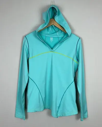 Title Nine Hoodie Pullover Women Medium Blue Regulator Long Sleeve Nylon Stretch
