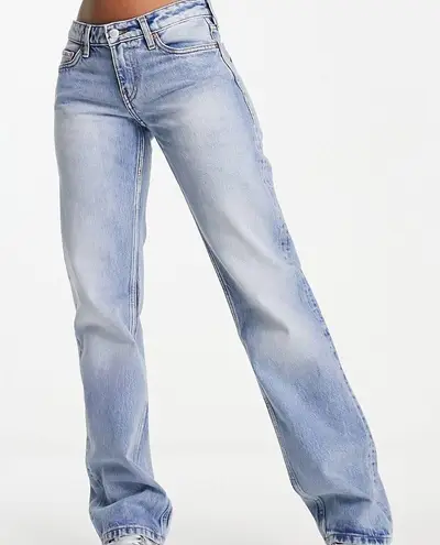 Weekday Arrow Low Rise Straight Leg Jeans-Blue Delight