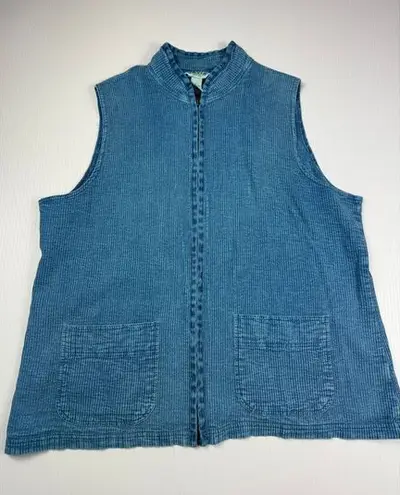 Orvis Blue Denim Sleeveless Zip-Front Dress Casual Summer Wear L