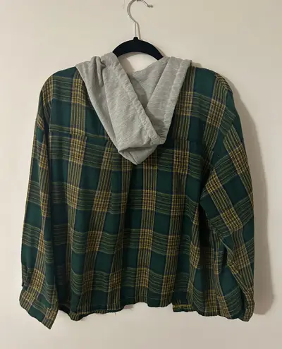 Hooded Flannel Jacket Green Size M