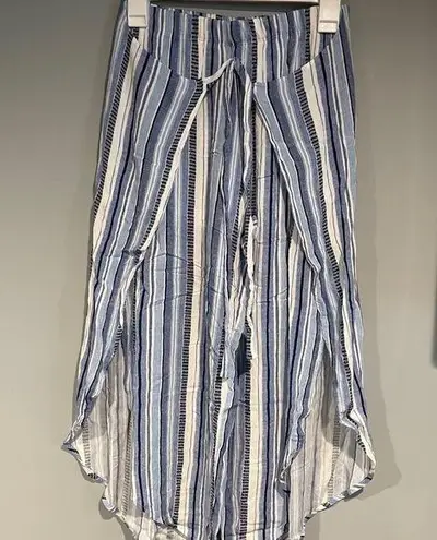 By & By Size Small Navy Blue White Stripe Tie Wrap Pant Women