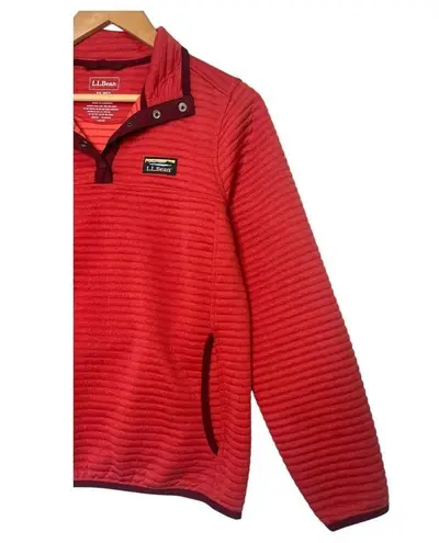 LL Bean Top Womens Extra Small Petite Red Airlight Knit Pullover Snap Outdoor Size undefined