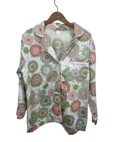 Bed Head Pajamas PJ Button Up Top Women's Large Medallions Whimsy Multicolor