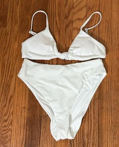 ANDIE bikini Set Santorini Top 90s High Waisted Bottom White size M NWT