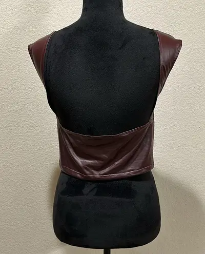 Pretty Little Thing  Maroon Leather Top