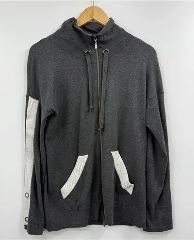 Kinross Cashmere Charcoal Gray Mock Neck Zip Up Sweater Jacket Size M Size M