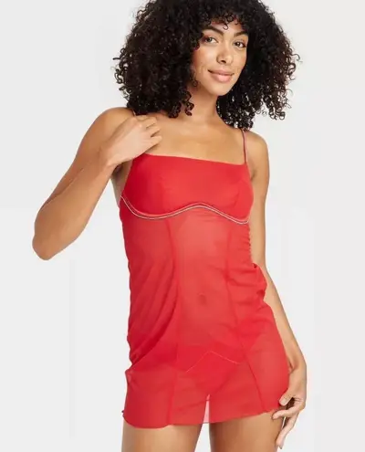 Auden Women's Rhinestone Lingerie Dress - Red