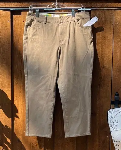 Coldwater Creek Women’s Cropped Flat Front Chino Khaki Pants Brown Size 8, NWT