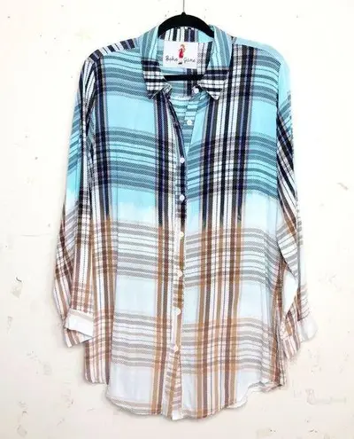 BOHO Jane plaid oversize button - Image 1