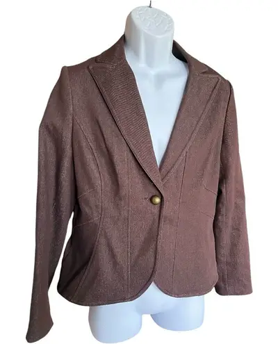 Bandolino Womens Chocolate Brown Stretch Blazer Jacket w Gold Buttons- Sz 12