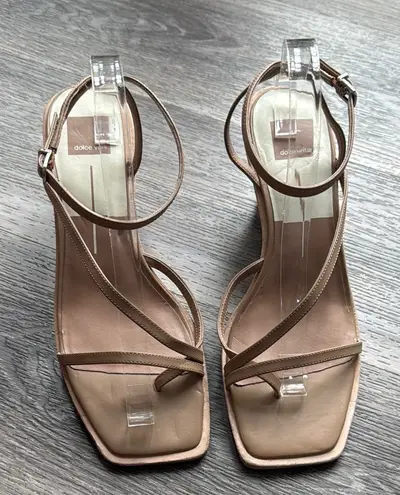 Dolce Vita Women's Beige Strappy Sandals Tan Leather Wedges Casual Size 10