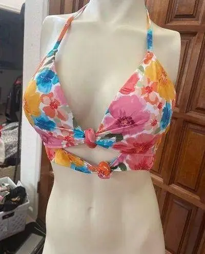 Shade & Shore  Women's Floral Watercolor Bikini Top Size M Tie-Back