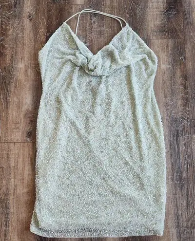 Retrofete X REVOLVE Mich Dress in Mint Aqua Green Size XL Beaded Sequins NWT