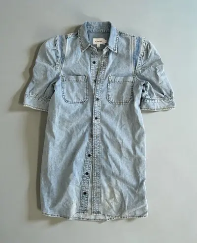 Frame Light Wash Denim Button Down Dress Size X Small