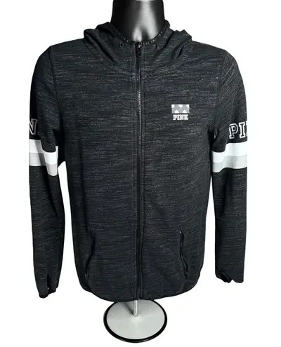 PINK - Victoria's Secret PINK by Victoria’s Secret Hoodie Small Black Heather Zip Up Logo Sweatshirt