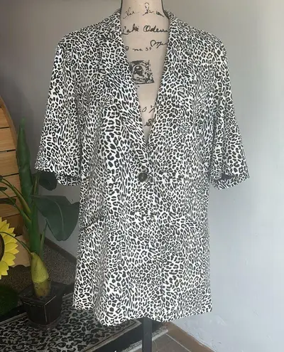 Susan Graver Leopard Print Short Sleeve Blazer Size XL