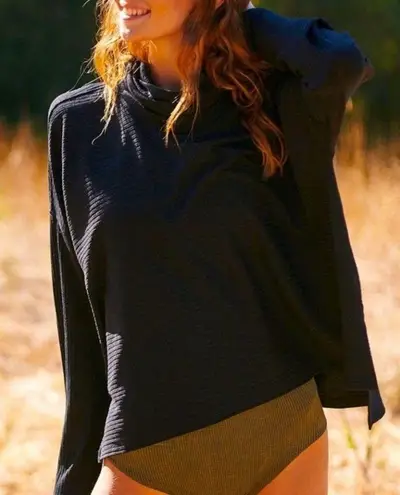 Free People Movement Black Can’t Handle This Turtleneck Ribbed Shirt Size M Size M