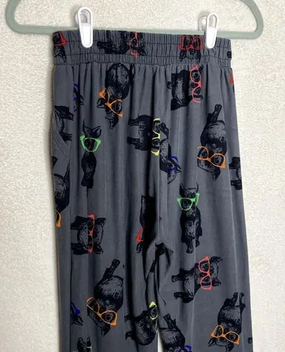 French Bulldog High Waist Graphic Soft Joggers Gray Medium Loungewear PJ Pants