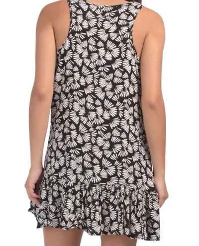 Monteau Black & White Floral Smocked Waist Midi Dress