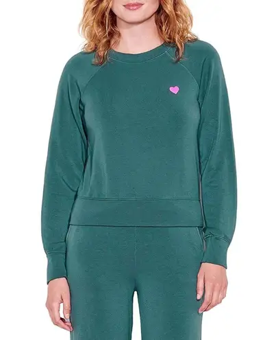 Sundry New Jade with Pink Heart Raglan Pullover - Small - $128