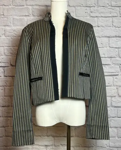 Isaac Mizrahi Striped Cropped Blazer Jacket Size L
