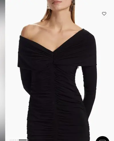 ALC Frank NWOT A.L.C. Off the shoulder long sleeves Ruched Jersey black Midi-Dress sz XS