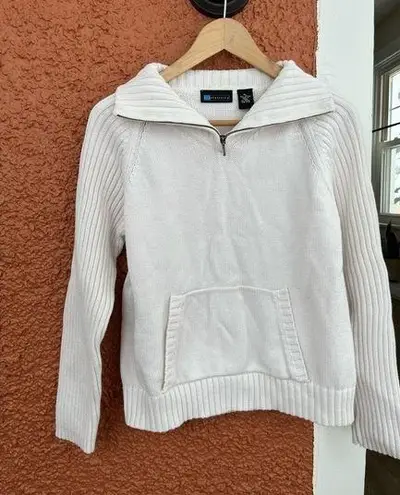 Relativity 1/4 Zip Cream Sweater- 100% Cotton. Petite Large