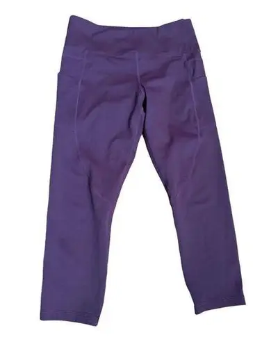 Zyia Capri Leggings Womens Purple Side Pocket Mid Rise Sz 8-10