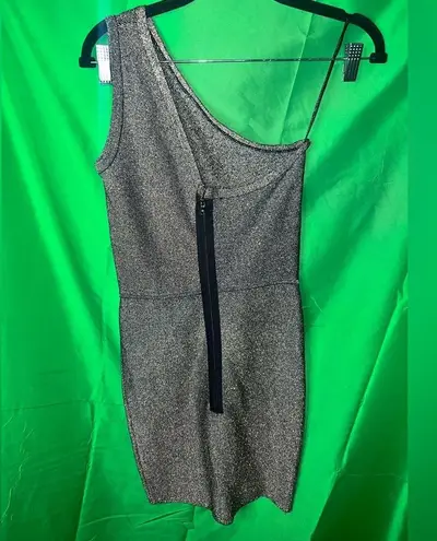 L'Agence NWT L’Agence Gold Metallic One Shoulder Mini Dress size XS