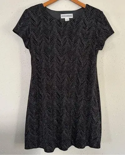 Jessica Howard Vintage Black Silver Metallic Studded Mini Dress Party NYE 12